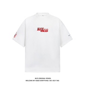 亿万少年BUFU美式 tee 情侣宽松半袖 小火苗刺绣字母短袖 T恤男女夏季