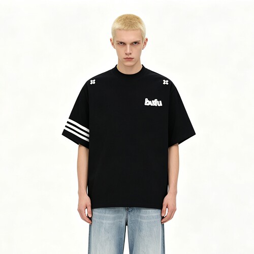 BUFU杠条纹短袖T恤男女国潮牌tee