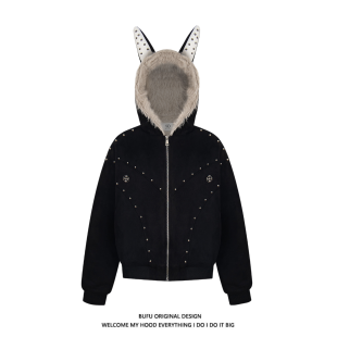 亿万少年BUFU美式 杜宾宽松外套棉服 铆钉小恶魔座山雕棉衣男女冬季