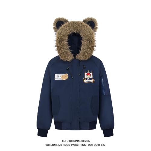 美式复古熊耳朵毛领棉衣外套棉服