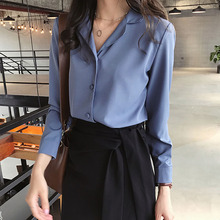 雪纺衬衫 职业衬衣胖妹妹mm气质上衣工作服 女长袖 大码 韩版 2019新款