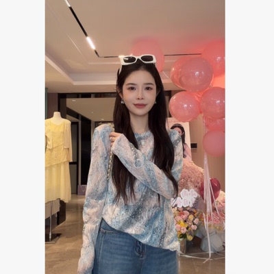 宿慕SUMU 新款韩版彩绘长袖防晒T恤百搭显瘦上衣26227