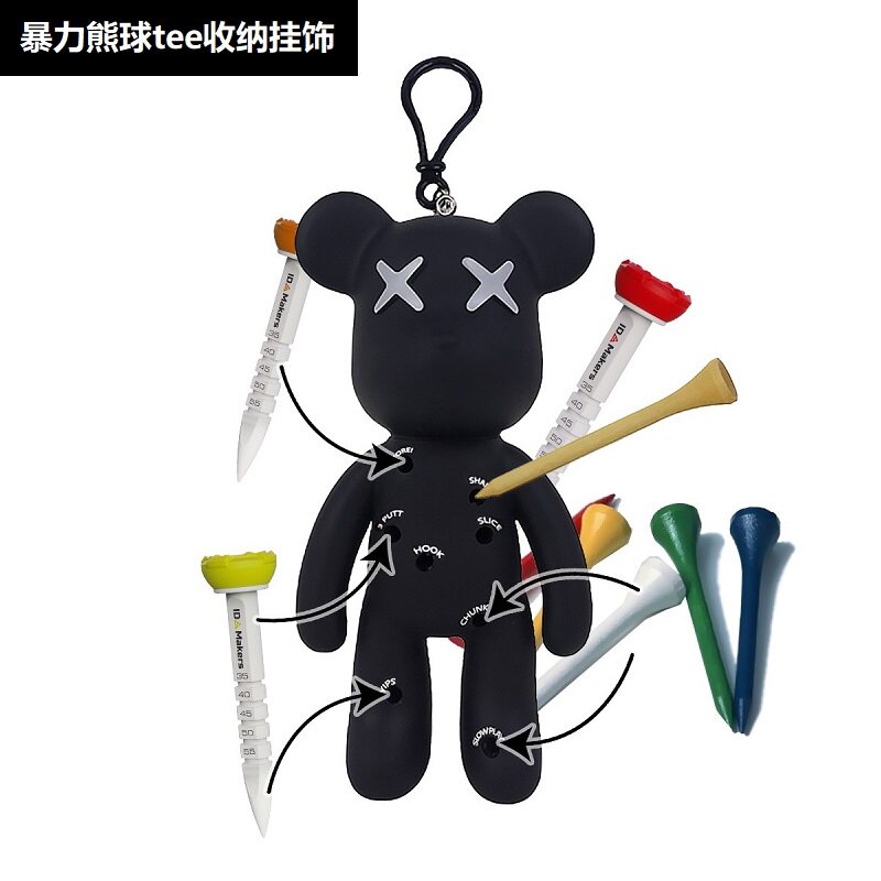 Xnells高尔夫潮牌暴力熊球包挂件 球tee收纳挂饰 球钉配件