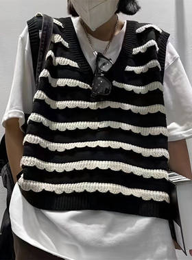 心针织马甲外套女无袖坎肩毛衣