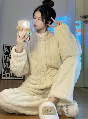 加绒加厚卫衣套装女秋冬