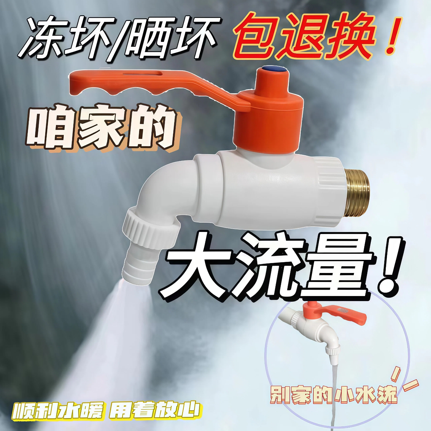 4分6分大流量直通式塑料球阀洗衣机自来水冷热水龙头2025开关阀门