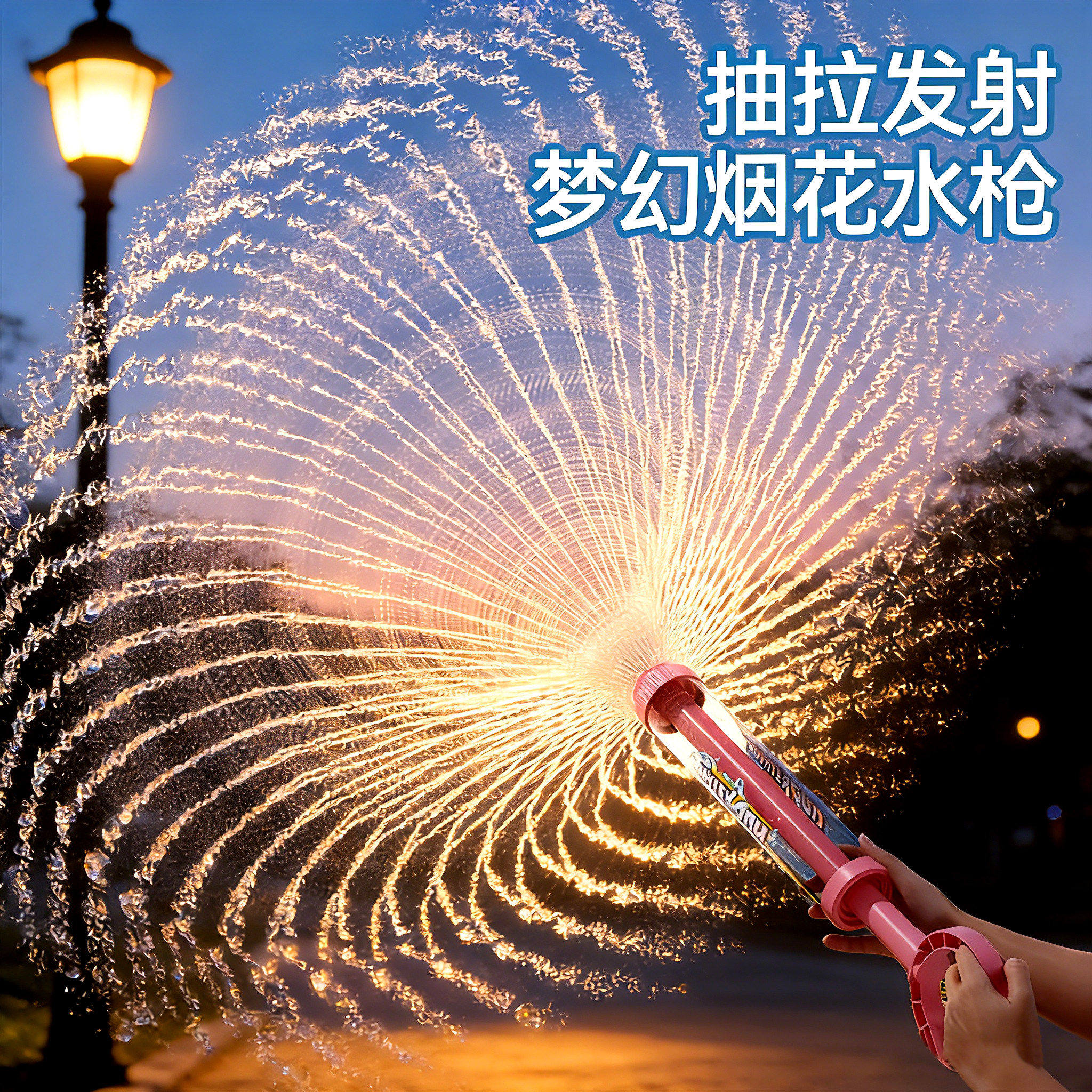 烟花水枪儿童玩具喷水2026新款迷你泼水节抽拉式呲水枪拍照水烟花