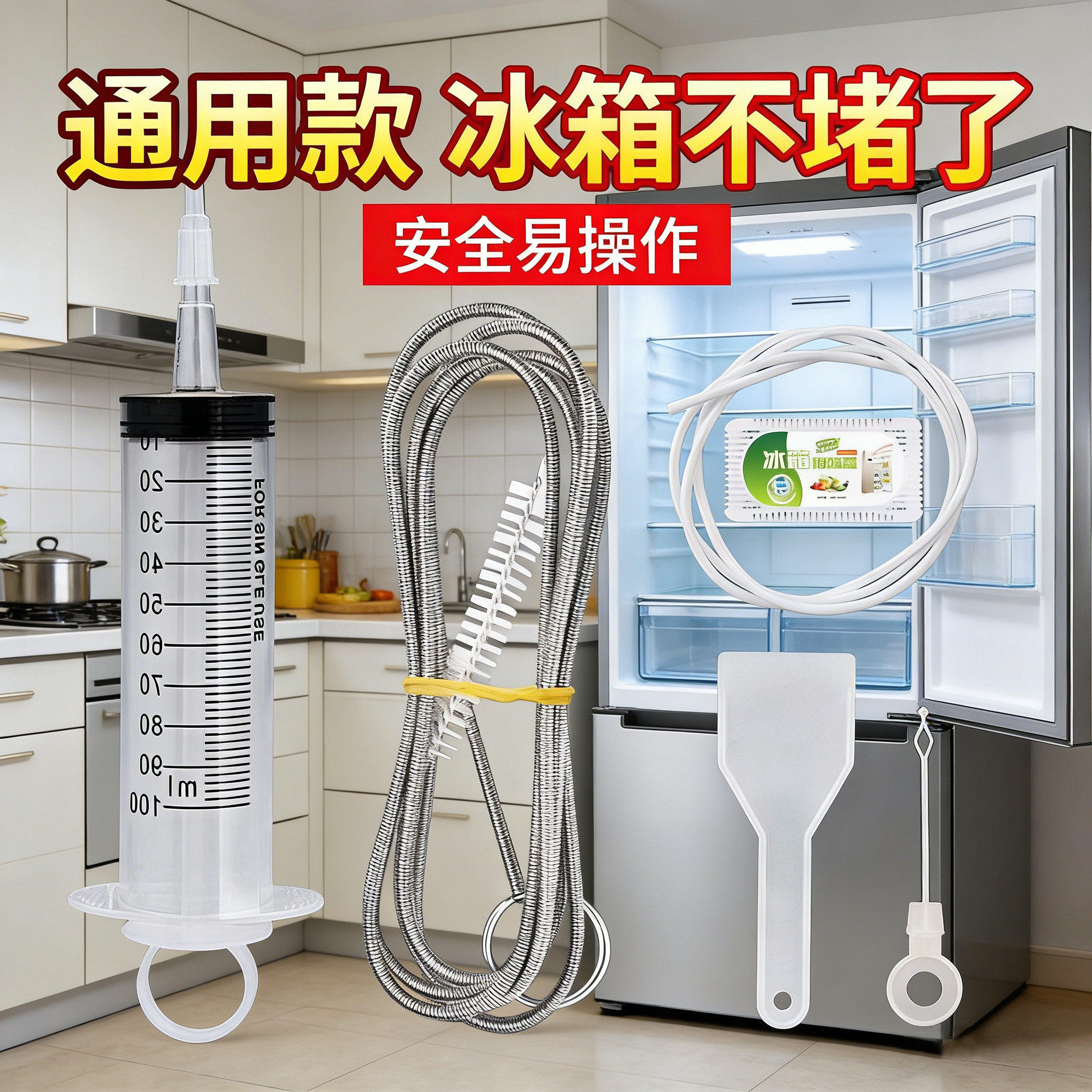 冰箱疏通器五件套排水孔除结冰工具出水口管道清洗专用神器家用