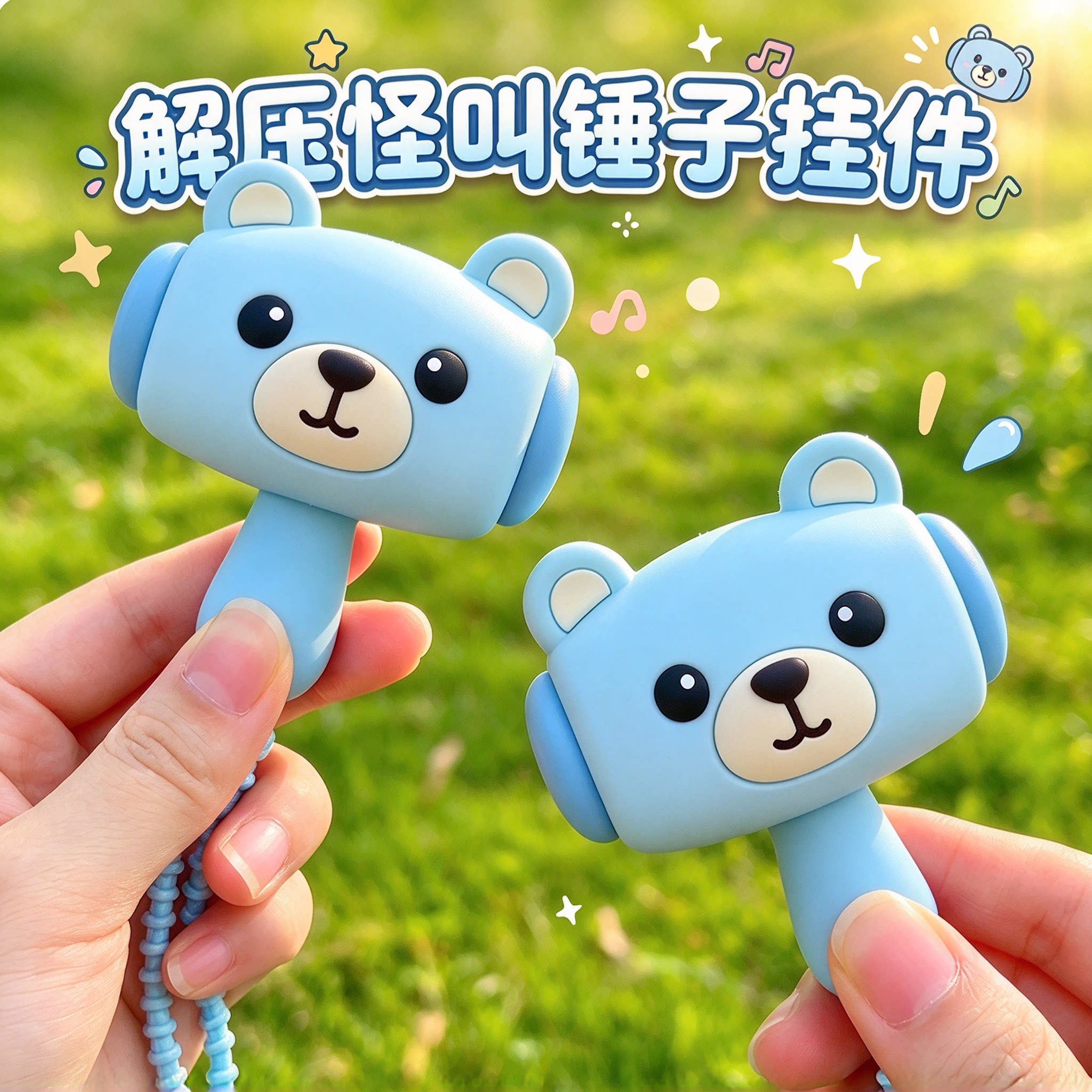 搞怪可爱摇晃发声小锤子钥匙扣