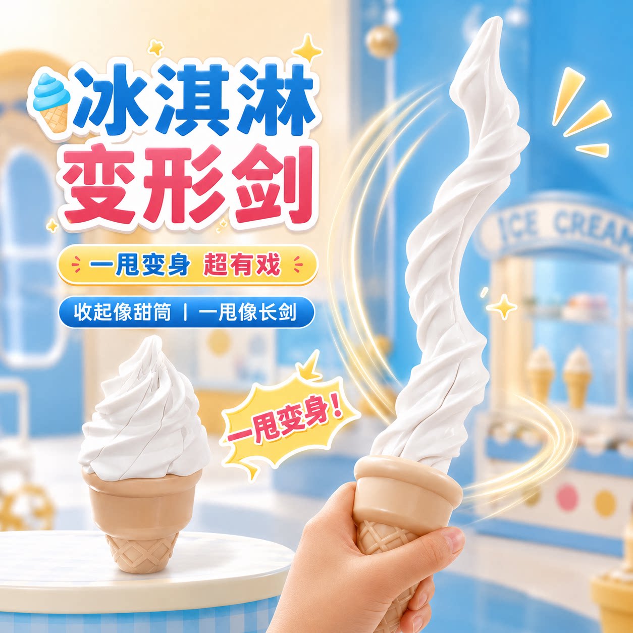 3D打印冰淇淋螺旋剑整蛊玩具
