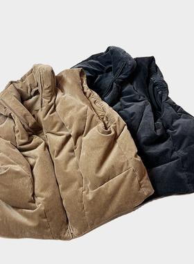 MESSIER 秋冬 加厚保暖拉链拼接日系潮流灯芯绒立领龟背马甲