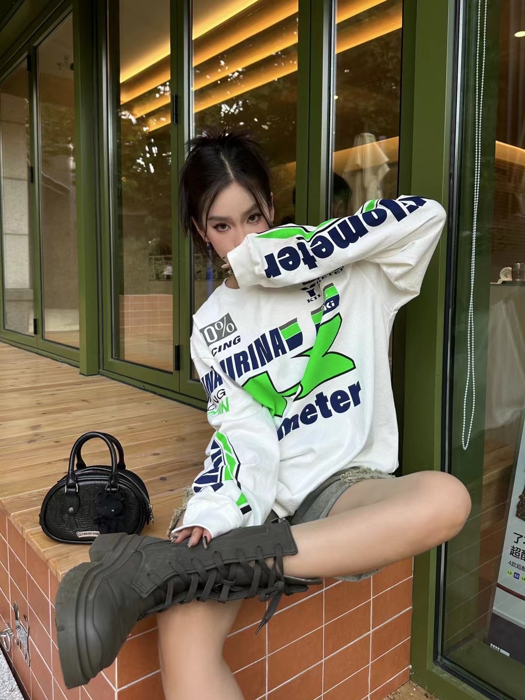 YURINAAOKI赛车青少年潮流长袖