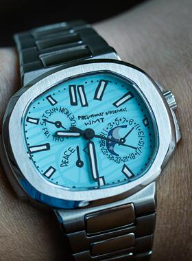 WMT Watch Green-Label系列AM0060C不规则异形手绘涂鸦蓝自动手表