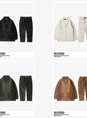 正规代理UNDERLINE 19FW 粗条灯芯绒宽松简约复古拼接飘带套装