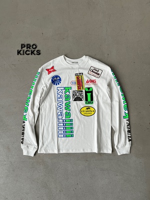 复古赛车潮流荧光手绘长袖T恤