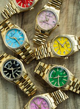 WMT Watch Green-Label Cabochon涂鸦手绘金彩盘男女日志机械手表