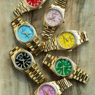 WMT Watch Green-Label Cabochon涂鸦手绘金彩盘男女日志机械手表