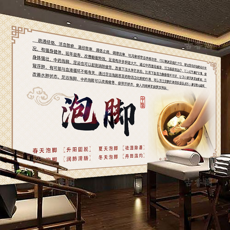 中药泡脚海报泡脚图片足浴广告图养生足疗宣传画足疗店挂墙画5003