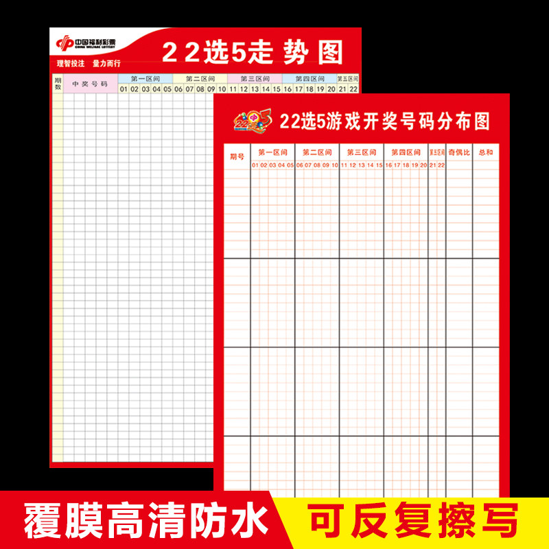 福彩投注站用品 22选5开奖号码走势图贴图玩法白板笔可擦3180