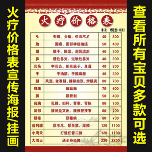 火疗价格表海报挂图养生馆美容院中医养生馆火疗宣传画广告529