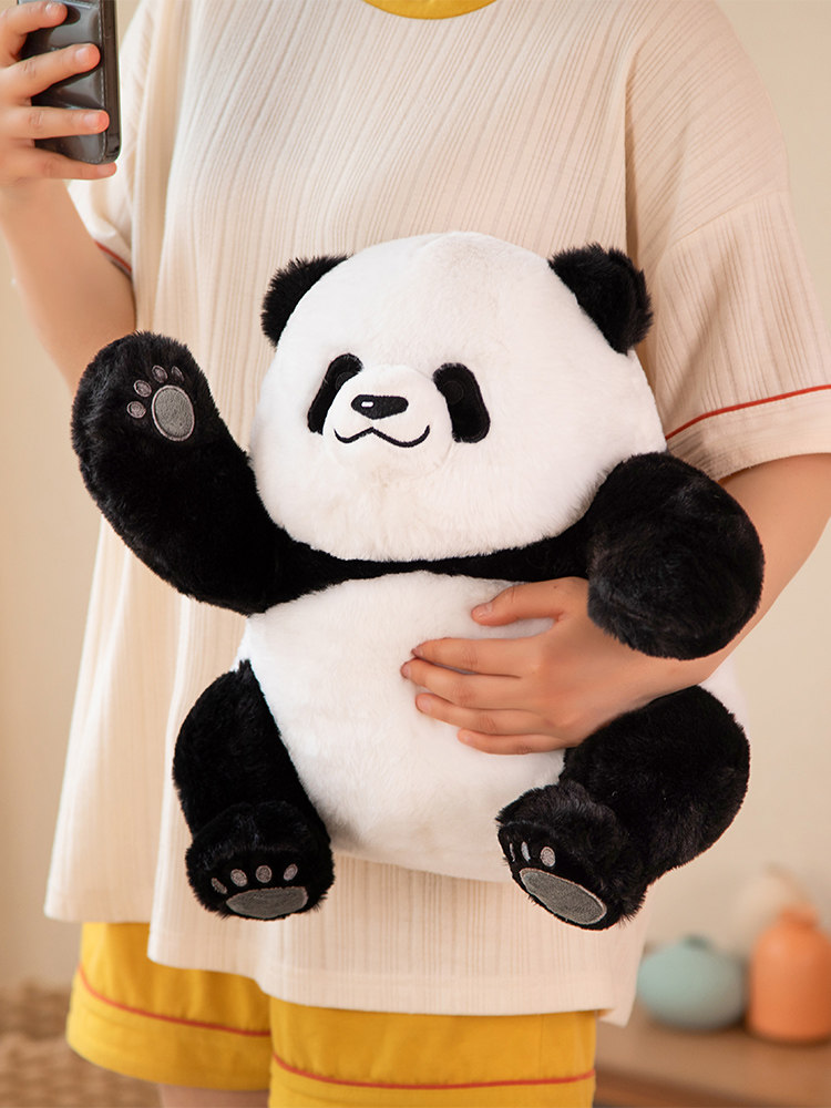 MENGLAN 시뮬레이션 꽃 주변 흑백 자이언트 팬더 인형 야야 베개 플러시 장난감 인형 인형 잠자는 포옹