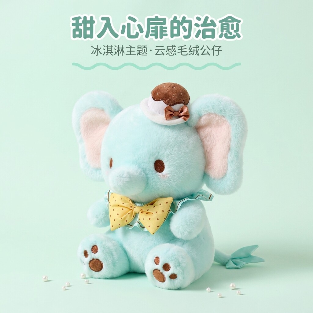 可爱薄荷绿大象玩偶睡觉抱公仔小象钥匙扣挂件毛绒玩具挂饰娃娃