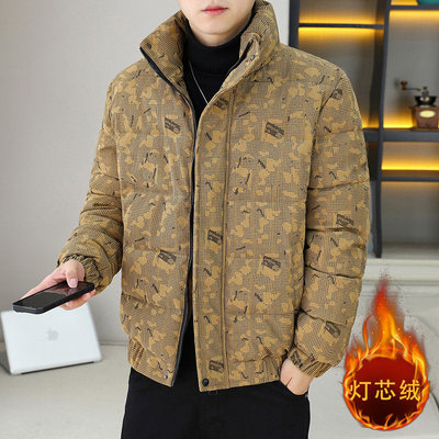 2026新款迷彩灯芯绒加厚款短款棉衣男保暖青年修身棉服外套棉袄帅