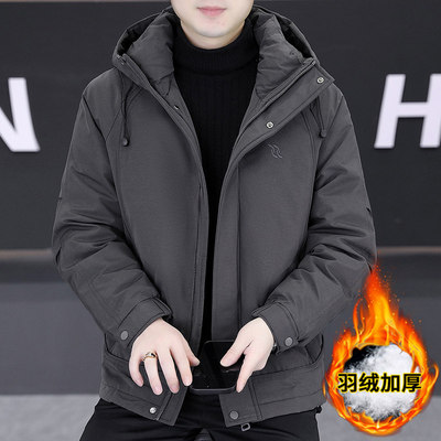 2025冬装新款时尚连帽加棉衣男外套潮流青年简约棉服宽松休闲厚款