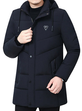 2026冬季新款夹棉夹克男中款棉衣中年棉服修身商务外套简单厚款