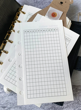 ChickTracks原创手帐本活页本替芯 月计划极简风A7打卡页