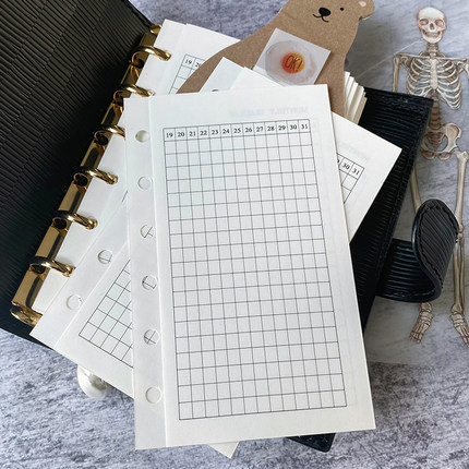 ChickTracks原创手帐本活页本替芯 月计划极简风A7打卡页