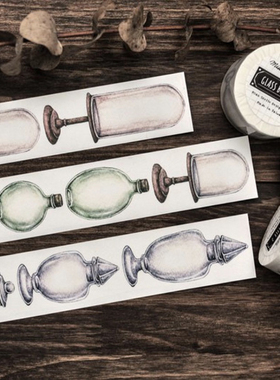 ChickTracks&台湾喵吉星 采集玻璃瓶2手帐胶带 整卷/分装台产胶带