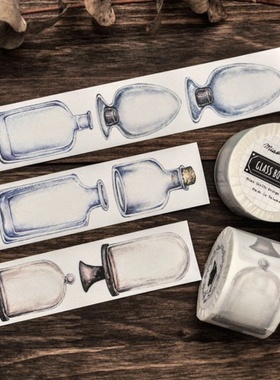 ChickTracks&台湾喵吉星 采集玻璃瓶1手帐胶带 整卷/分装台产胶带