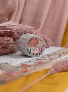 ChickTracks&台湾乐意Loidesign 亮面PET手帐胶带 暖色郁金香整卷