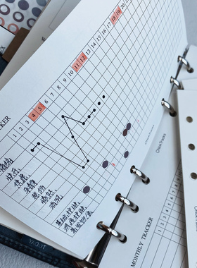 ChickTracks原创手帐本活页本替芯 月计划极简风A6打卡页