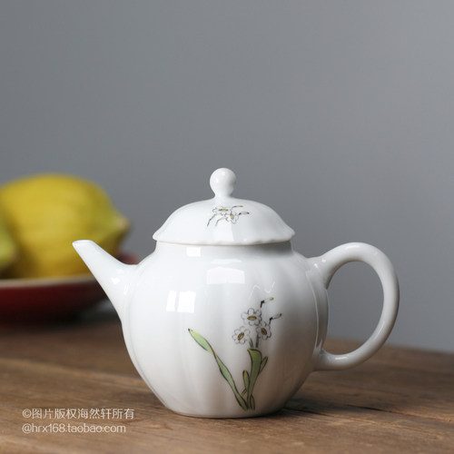 茶壶白瓷手绘复古功夫茶具