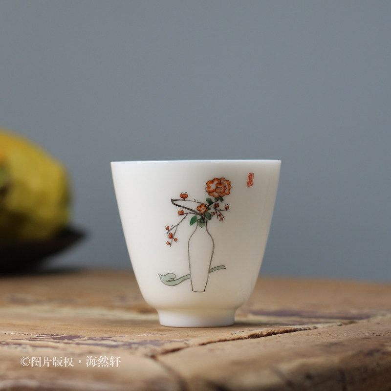 原创手工功夫茶具 手绘清心图品茗杯 玉瓷茶杯 单杯主人杯 小号,餐饮具,茶杯,淘宝优惠券,粉丝福利购,淘宝优惠卷