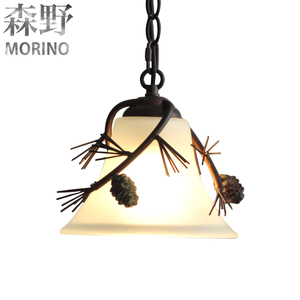 森野照明 原创美式吊灯客厅阳台过道入户别墅铁艺复古松果吊灯