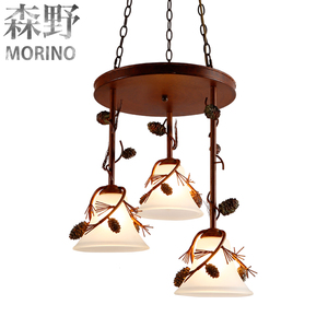 森野照明 美式乡村复古铁艺吊灯别墅民宿阳台过道入户松果吊灯