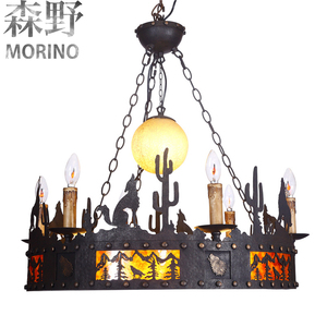 森野照明原创美式乡村吊灯客厅餐厅卧室别墅民宿复古铁艺小狼吊灯