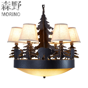 森野照明 美式乡村吊灯客厅餐厅卧室别墅民宿个性铁艺小熊吊灯