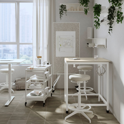 IKEA宜家特罗滕桌子80x80厘米家用办公正方形带脚轮桌子可移动