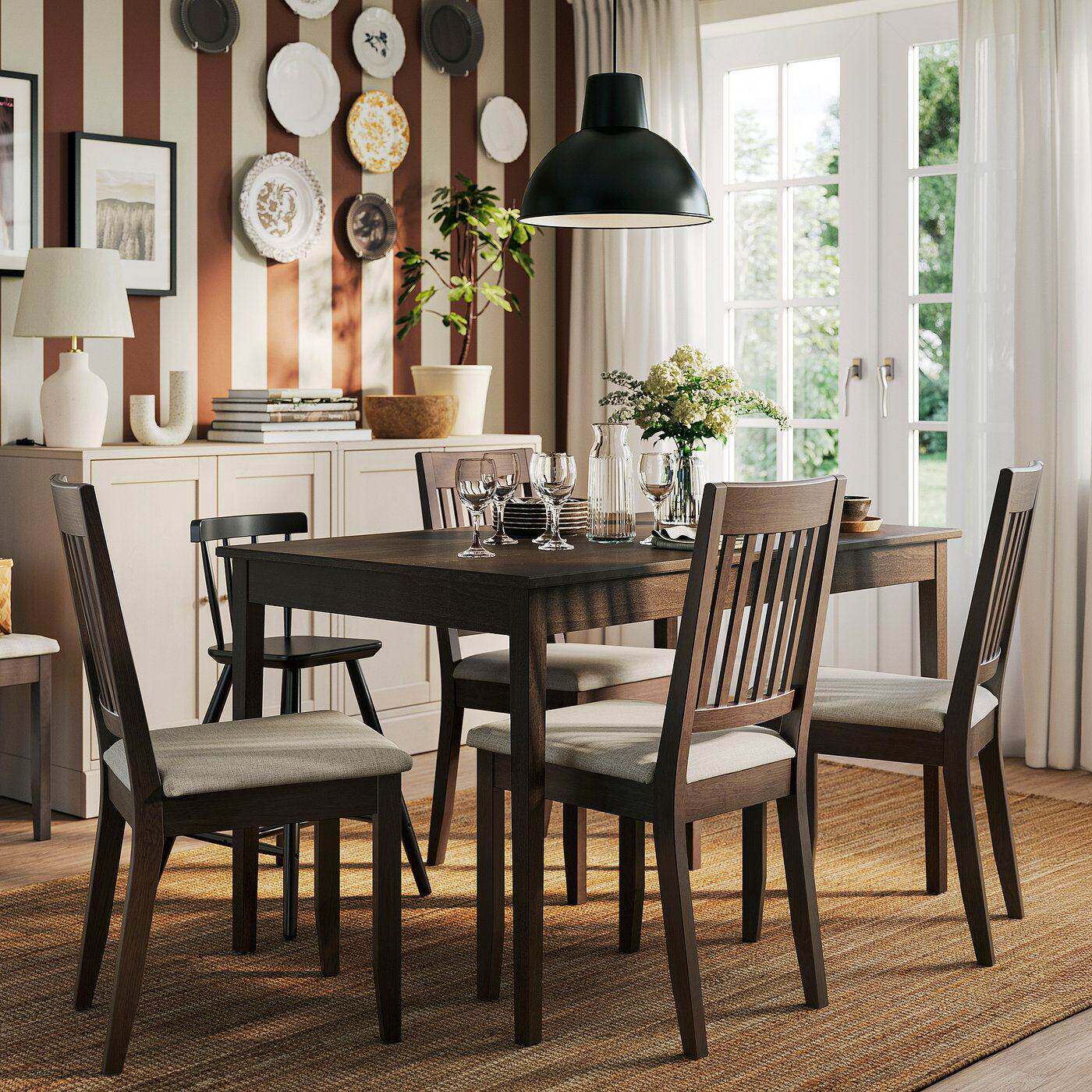 IKEA宜家代购纳辛格一桌四椅130/190x80厘米家用简约餐桌椅组合