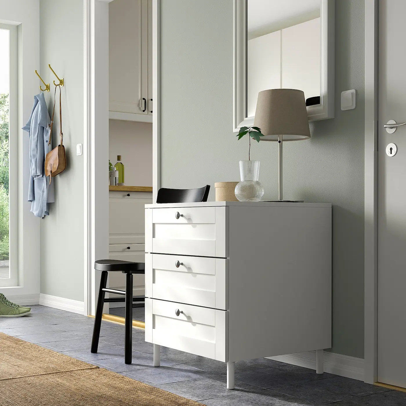 IKEA宜家普拉萨三斗抽屉柜白色60x57x73厘米家用卧室收纳柜斗柜