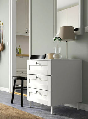 IKEA宜家普拉萨三斗抽屉柜白色60x57x73厘米家用卧室收纳柜斗柜