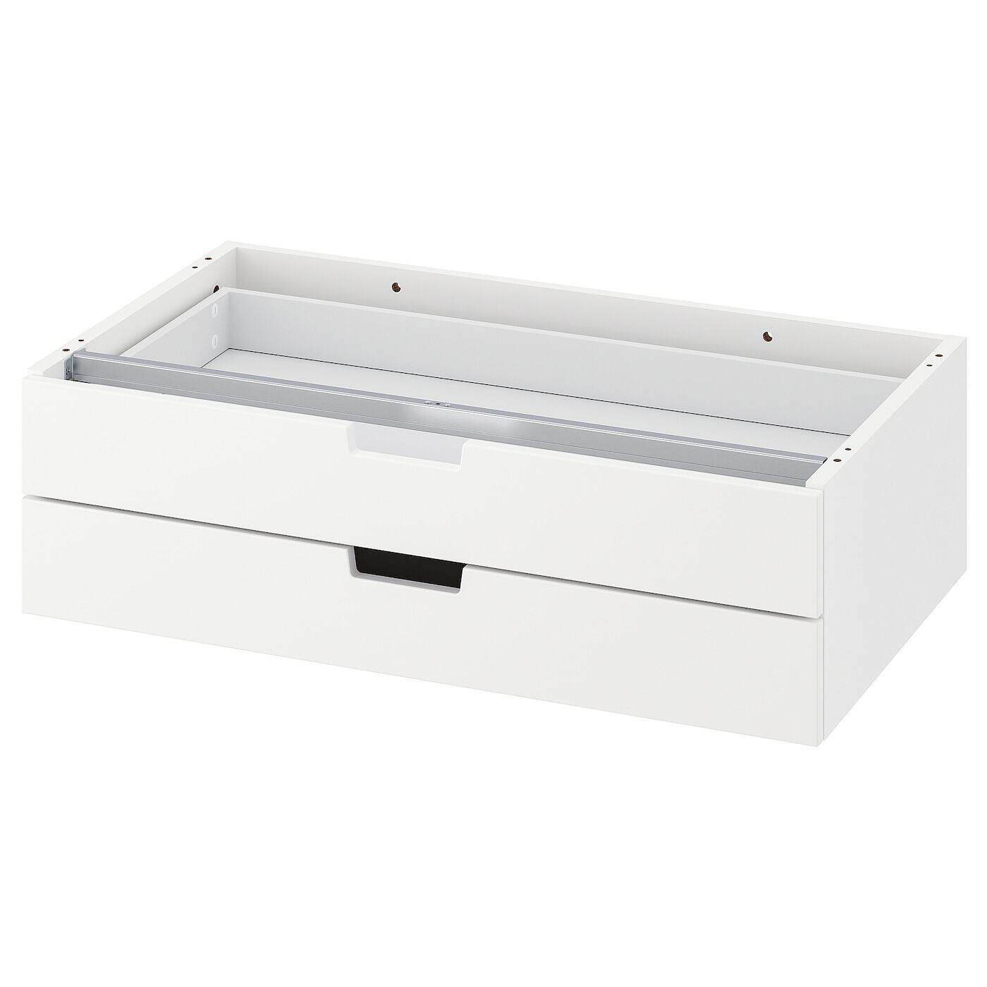 IKEA宜家代购诺德里标准二屉柜白色80x23厘米卧室收纳柜落地斗柜