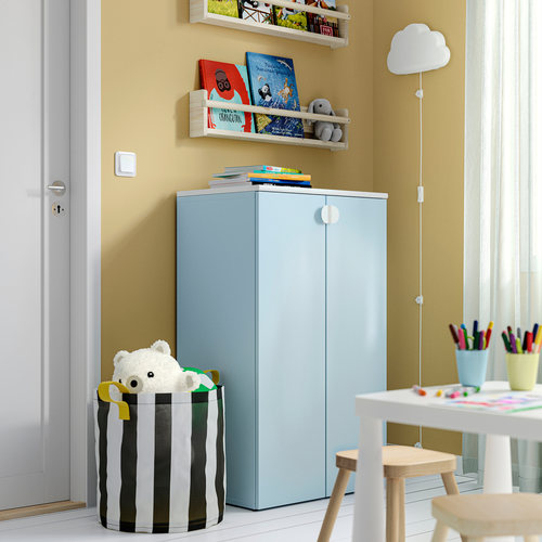 IKEA宜家代购拉思塔尔储物组合白色蓝色60x42x103cm收纳柜储物柜