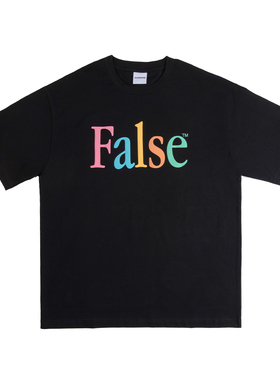 False inceptionT恤彩虹字母印花宽松设计感纯棉基础上衣圆领潮牌