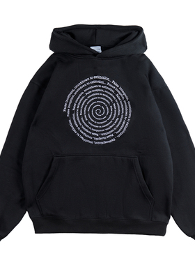 False Inception圆圈标语印花春秋重磅加绒男女情侣百搭连帽卫衣