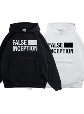 False Inception加绒卫衣男女同款基础印花百搭重磅高级感套头衫